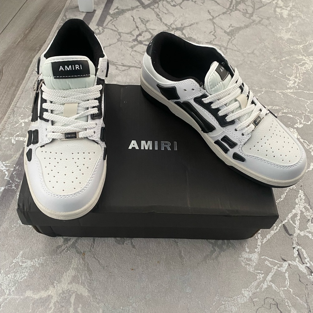 AMIRI White and Black Leather Sneakers